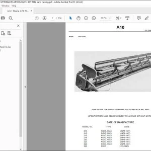JOHN DEERE 224 RIGID CUTTERBAR PLATFORM WITH BAT REEL PARTS CATALOG MANUAL - PDF DOWNLOAD