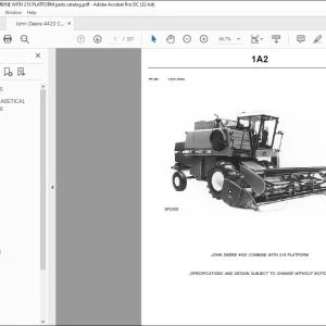 JOHN DEERE 4420 COMBINE WITH 215 PLATFORM SPARE PARTS MANUAL PDF