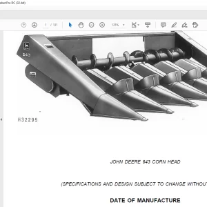 Parts Manual for John Deere 643 Corn Head PDF