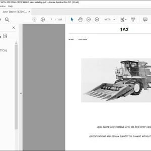 Parts Manual for John Deere 6620 Combine & 653 Head PDF