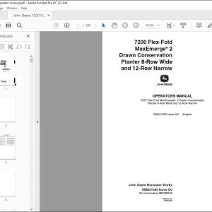 JOHN DEERE 7200 Flex-Fold MaxEmerge® 2 Drawn Conservation Planter 8-Row Wide and 12-Row Narrow OPERATORS MANUAL - PDF DOWNLOAD