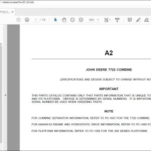 Parts Manual for John Deere 7722 Combine PDF