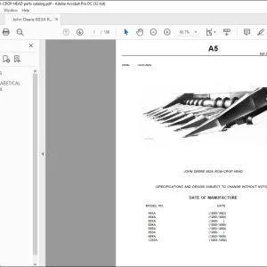 JOHN DEERE 853A ROW-CROP HEAD PARTS CATALOG MANUAL - PDF DOWNLOAD
