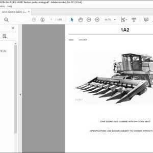 John Deere 8820 Combine & 844 Corn Head Parts Catalog PDF Download