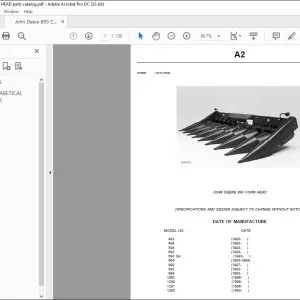 John Deere 893 Corn Head Illustrated Parts Manual PDF