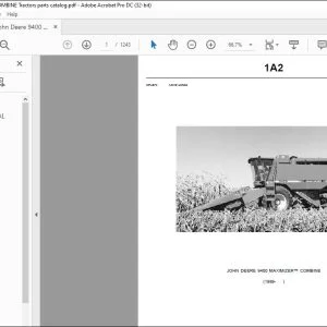 John Deere 9400 Maximizer Combine Spare Parts Catalog PDF Download
