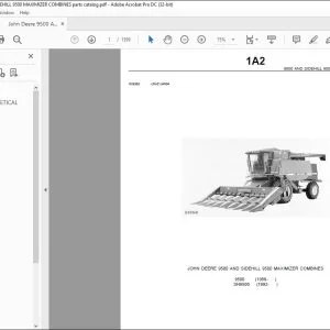 John Deere 9500 & Sidehill 9500 Maximizer Combines Parts Catalog
