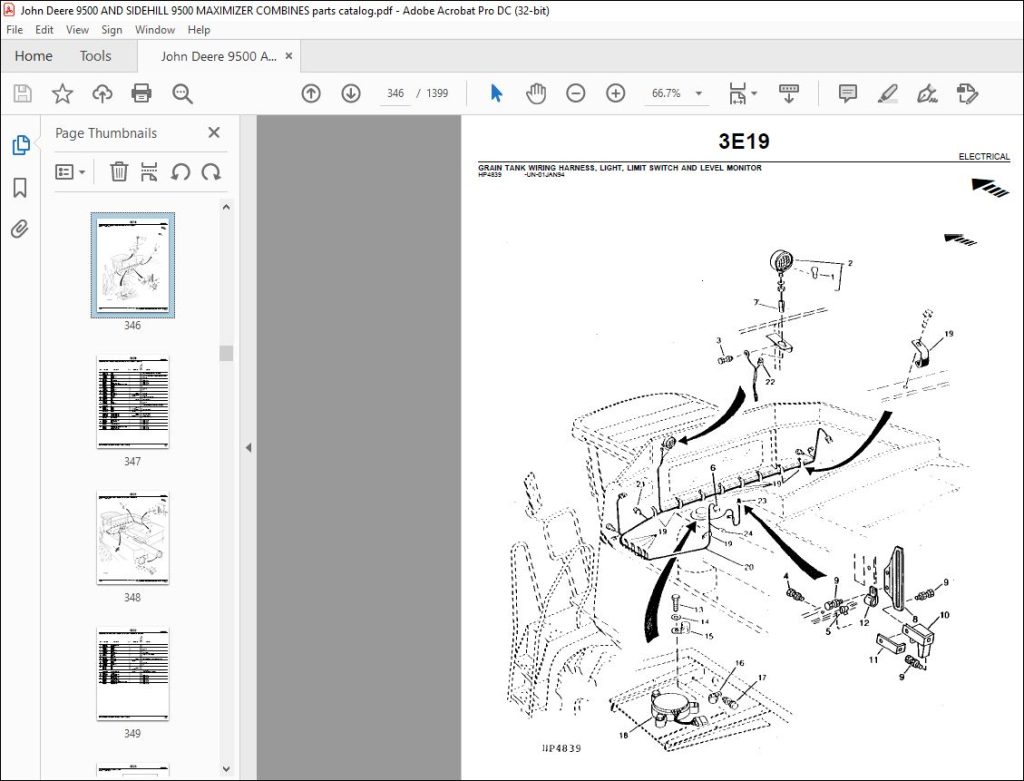 JOHN DEERE 9500 AND SIDEHILL 9500 MAXIMIZER COMBINES PARTS CATALOG