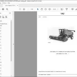 Parts List Manual for John Deere CTS II Combine & 900 Series Platform PDF