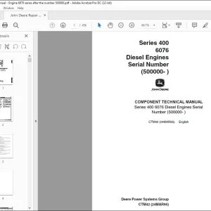 JOHN DEERE SERIES 400 6076 DIESEL ENGINES COMPONENT TECHNICAL MANUAL - PDF DOWNLOAD