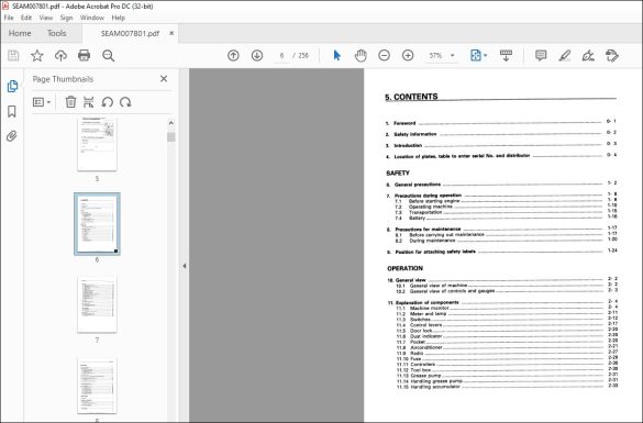 KOMATSU PC1600-1 HYDRAULIC EXCAVATOR OPERATION & MAINTENANCE MANUAL ...