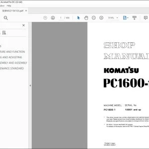 KOMATSU PC1600-1 SERIES ENGINE SHOP MANUAL SЕВМО21ТА10З - PDF DOWNLOAD