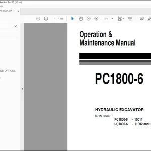 KOMATSU PC1800-6 HYDRAULIC EXCAVATOR OPERATION & MAINTENANCE MANUAL - PDF DOWNLOAD