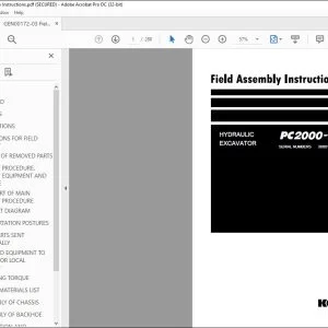 KOMATSU PC2000-11 HYDRAULIC EXCAVATOR FIELD ASSEMBLY INSTRUCTION MANUAL GEN00172-03 - PDF DOWNLOAD