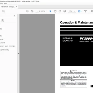 KOMATSU PC2000-11 HYDRAULIC EXCAVATOR OPERATION & MAINTENANCE MANUAL TEN00826-08 - PDF DOWNLOAD