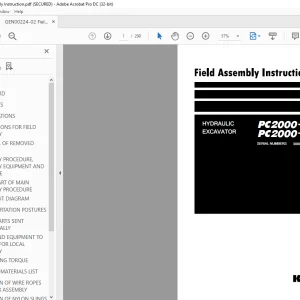 KOMATSU PC2000-11 PC2000-11E0 HYDRAULIC EXCAVATOR FIELD ASSEMBLY INSTRUCTION MANUAL GEN00224-02 - PDF DOWNLOAD