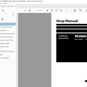 KOMATSU PC2000-11E0 HYDRAULIC EXCAVATOR SHOP MANUAL SEN06889-00 - PDF DOWNLOAD