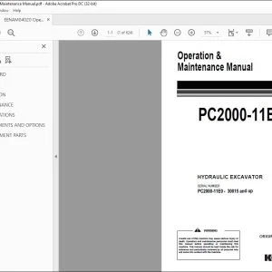 KOMATSU PC2000-11E0 HYDRAULIC EXCAVATOR OPERATION & MAINTENANCE MANUAL EENAM04020  - PDF DOWNLOAD