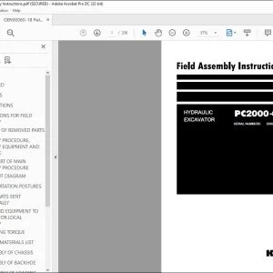 KOMATSU PC2000-8 HYDRAULIC EXCAVATOR FIELD ASSEMBLY INSTRUCTION MANUAL GEN00060-18 - PDF DOWNLOAD