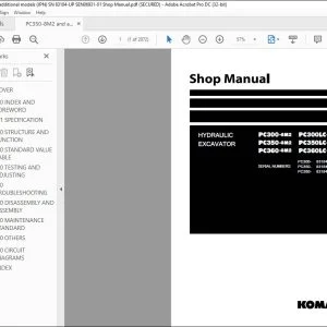 KOMATSU PC300-8M2 PC300LC-8M2 PC350-8M2 PC350LC-8M2 PC360-8M2 PC360LC-8M2E HYDRAULIC EXCAVATOR SHOP MANUAL SEN06931-01 - PDF DOWNLOAD