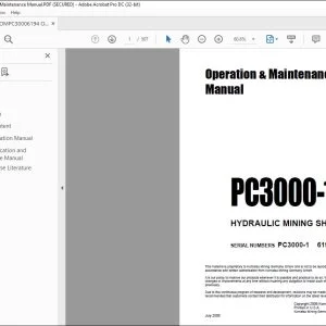KOMATSU PC3000-1 EXCAVATOR HYDRAULIC MINING SHOVEL OPERATION & MAINTENANCE MANUAL OMPC30006194 - PDF DOWNLOAD