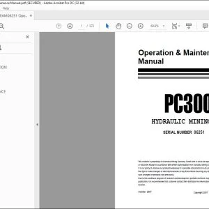 KOMATSU PC3000-1E EXCAVATOR HYDRAULIC MINING SHOVEL OPERATION & MAINTENANCE MANUAL 06251 - PDF DOWNLOAD