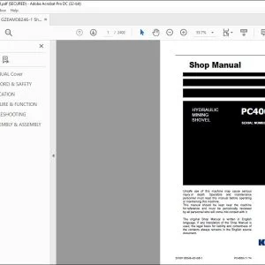 KOMATSU PC4000-11 T4 EXCAVATOR HYDRAULIC MINING SHOVEL SHOP MANUAL 08246 & up - PDF DOWNLOAD