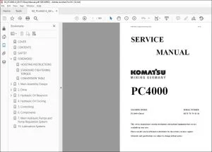 KOMATSU PC4000-6 DIESEL EXCAVATOR SERVICE MANUAL 08178/78/79/83/84 - PDF DOWNLOAD