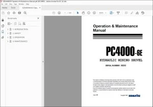 KOMATSU PC4000-6E EXCAVATOR HYDRAULIC MINING SHOVEL OPERATION & MAINTENANCE MANUAL 08203 - PDF DOWNLOAD