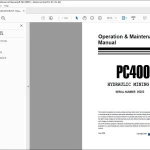 KOMATSU PC4000-6E EXCAVATOR HYDRAULIC MINING SHOVEL OPERATION & MAINTENANCE MANUAL 08203 - PDF DOWNLOAD