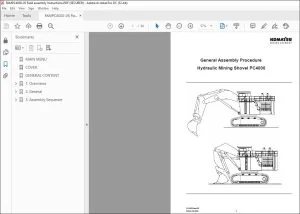KOMATSU PC4000 EXCAVATOR HYDRAULIC MINING SHOVEL GENERAL ASSEMBLY MANUAL - PDF DOWNLOAD