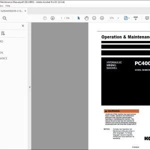 KOMATSU PC4000E-6 EXCAVATOR HYDRAULIC MINING SHOVEL OPERATION & MAINTENANCE MANUAL 08209 - PDF DOWNLOAD