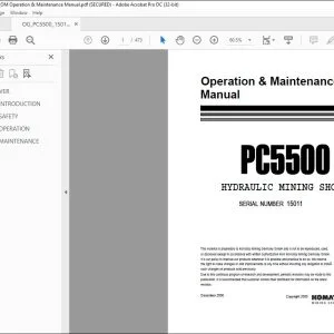 KOMATSU PC5500 EXCAVATOR HYDRAULIC MINING SHOVEL OPERATION & MAINTENANCE MANUAL 15011 - PDF DOWNLOAD