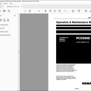KOMATSU PC5500E-6 HYDRAULIC MINING SHOVEL OPERATION & MAINTENANCE MANUAL 15120 - PDF DOWNLOAD
