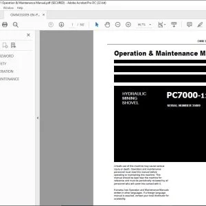 KOMATSU PC7000-11 EXCAVATOR HYDRAULIC MINING SHOVEL OPERATION & MAINTENANCE MANUAL 35009 - PDF DOWNLOAD