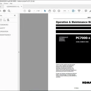 KOMATSU PC7000-6 EXCAVATOR HYDRAULIC MINING SHOVEL OPERATION & MAINTENANCE MANUAL 35005 - PDF DOWNLOAD
