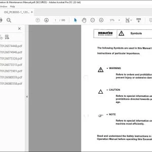 KOMATSU PC8000-1 HYDRAULIC MINING SHOVEL OPERATION AND MAINTENANCE MANUAL 12028 - PDF DOWNLOAD