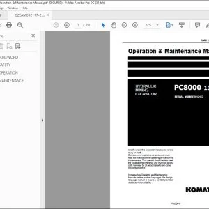 KOMATSU PC8000-11 HYDRAULIC MINING EXCAVATOR OPERATION & MAINTENANCE MANUAL 12117 - PDF DOWNLOAD