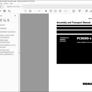 KOMATSU PC8000-6 EXCAVATOR HYDRAULIC MINING SHOVEL ASSEMBLY AND TRANSPORT MANUAL 12105 - PDF DOWNLOAD