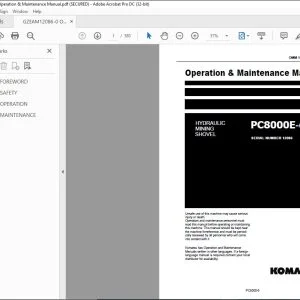 KOMATSU PC8000E-6 EXCAVATOR HYDRAULIC MINING SHOVEL OPERATION & MAINTENANCE MANUAL 12086 - PDF DOWNLOAD