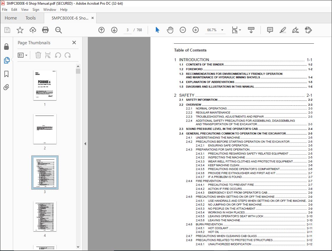 KOMATSU PC8000E-6 EXCAVATOR HYDRAULIC MINING SHOVEL SHOP MANUAL 12089 ...