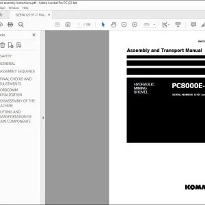 KOMATSU PC8000E-6 HYDRAULIC MINING SHOVEL ASSEMBLY AND TRANSPORT MANUAL AM12107up-EN-7 - PDF DOWNLOAD