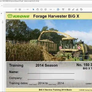 KRONE BiG X TT Basic 2014 Forage Harvester Service Training Manual - PDF DOWNLOAD
