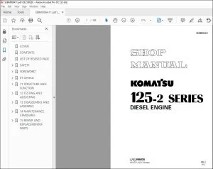 Komatsu 125-2 Series Diesel Engine Shop Manual SEBM006411 - PDF DOWNLOAD
