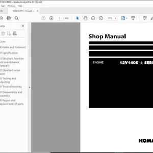 Komatsu 12V140E-3 Series Engine Shop Manual SEN00291-16 - PDF DOWNLOAD