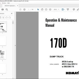 Komatsu 170D Dump Truck Operation & Maintenance Manual DG534 - PDF DOWNLOAD