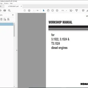 Komatsu 3.1522 3.1524 & T3.1524 Diesel Engine Workshop Manual 4799008M1 - PDF DOWNLOAD