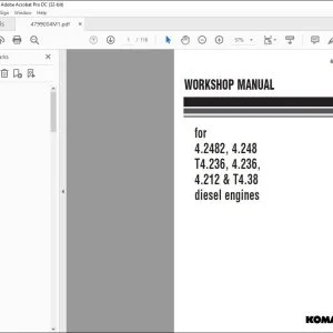 Komatsu 4.2482 4.248 T4.236 4.236 4.212 & T4.38 Diesel Engine Workshop Manual 4799004M1 - PDF DOWNLOAD