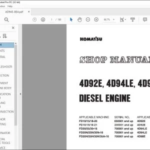 Komatsu 4D92E 4D94LE 4D98E Diesel Engine Shop Manual 4D94E-BE4 - PDF DOWNLOAD