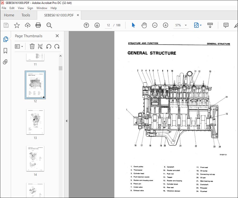 Komatsu 6D170-1 Series Diesel Engine Shop Manual SEBES6161000 - PDF ...